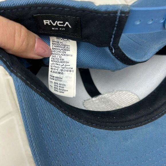 RVCA Hat Navigate Light Blue Mens Baseball Cap Domestic Snapback Logo - Picture 10 of 10